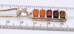 Vintage Italian Sterling Silver Amber Bar Pendant on Chain