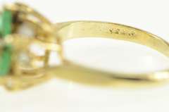 14K Yellow Gold 0.78 Ctw Marquise Emerald Diamond Cluster Ring