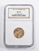 MS70 1987-W $5 Constitution Commemorative Gold Coin NGC