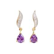 Natural 2.5 Ct Amethyst Diamond 18 Kt GP Earrings
