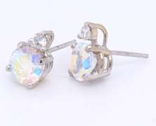 Pleasing White Gold Mystic Topaz and Diamond Stud Earrings