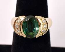 Immaculate Approx. 3.15CTS Tourmaline and Diamond Ring in 14K Yellow Gold