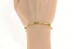 14K Yellow Gold Diamond Emerald Classic Bar Link Tennis Bracelet