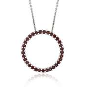 Sterling Silver 1.6ct. TGW Garnet Open Circle Pendant