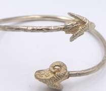 Vintage Sterling Silver Ram's Head Bangle
