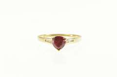 14K Yellow Gold Trillion Syn. Ruby Diamond Accent Classic Ring