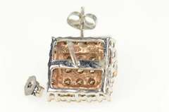 10K Yellow Gold 1.92 Ctw Champagne Diamond Square Stud Earrings