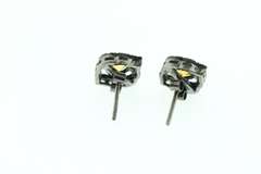 Ripe Citrine Earrings with Dark Silver and Diamond Accents