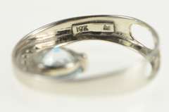 10K White Gold Round Blue Topaz Diamond Channel Round Pendant