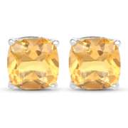 Plated Rhodium 5.80ctw Citrine Earrings