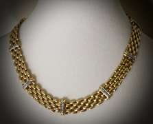 Lovely 14K Panther Link Necklace with Diamonds