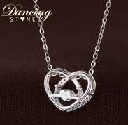 Sterling Silver with Dancing stone Heart Pendant