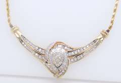 Incredible Yellow Gold Diamond Cluster Necklace