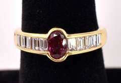Marvelous Ruby and Diamond Band Ring in 18K Yellow Gold