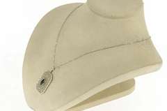 10K White Gold Art Deco Ornate Filigree Syn. Sapphire Necklace