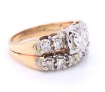 Powerful Yellow and White Gold Diamond Vintage Style Bridal Set