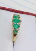 10kt Yellow Gold, Emerald, & Diamond Ring