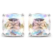 Plated Rhodium 4.20ctw Rainbow White Mystic Quartz Earrings