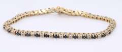 Ideal Yellow Gold Blue Sapphire and Diamond Tennis Bracelet