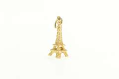 14K Yellow Gold 3D Eiffel Tower Paris France Travel Charm/Pendant