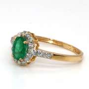 14kt Yellow Gold, Emerald, & Diamond Cocktail Ring