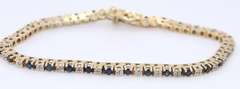 Ideal Yellow Gold Blue Sapphire and Diamond Tennis Bracelet