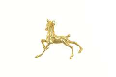 14K Yellow Gold 3D Prancing Pony Horse Equestrian Foal Charm/Pendant