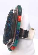 Vintage Sterling Silver Multi Turquoise Ring