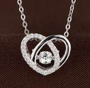 Sterling Silver with Dancing stone Heart Pendant