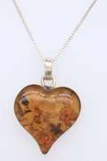 Vintage Italian Sterling Silver Amber Heart Shaped Pendant on Chain