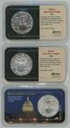 Superb Gem BU 1991, 1998, & 2000 $1 Silver Eagle coins