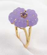 Fun Carved Lavander Jade Ring.