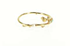 14K Yellow Gold Ornate Syn. Opal Statement Bypass Bracelet