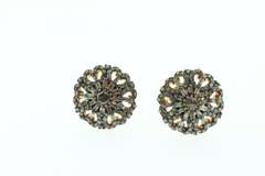 Rising Diamond Cluster Halo Earrings with Gold Plated Silver