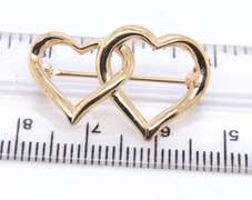 Beautiful Yellow Gold Double Heart Shaped Brooch