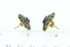 Intricate Teardrop Sapphire Earrings with Elegant Dark Silver Backdrop and Diamond Accents
