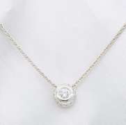 18k White Gold Bezel Set Diamond Pendant Necklace