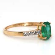 14kt Yellow Gold, Emerald, & Diamond Cocktail Ring
