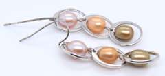 925 Sterling Silver Pearl Dangle Earrings and Multi Gemstone Bracelet