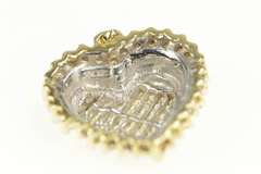 10K Yellow Gold Pave Diamond Encrusted Princess Heart Love Pendant