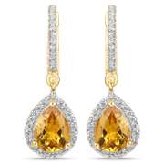 Plated 18KT Yellow Gold 1.80ctw Citrine and Topaz Earrings