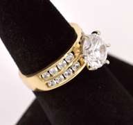 Dazzling Large CZ Ring in 14K Yellow Gold
