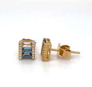Alluring 18kt Yellow Gold Diamond and Topaz Stud Earrings