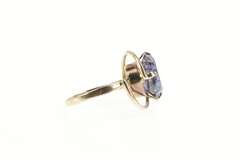 14K Yellow Gold 1930's Syn. Amethyst Swirl Cocktail Statement Ring