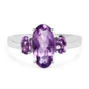 Plated Rhodium 2.42ctw Amethyst Ring
