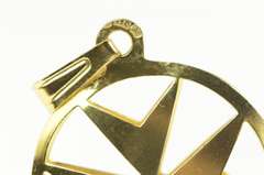 18K Yellow Gold Compass Chevron Cross Pattée Symbol Pendant