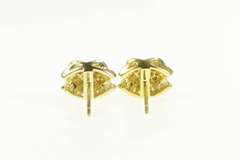 14K Yellow Gold 2.10 Ctw Ruby Diamond Ballerina Halo Stud Earrings