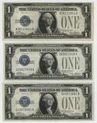 3 Choice CU 1928 Series $1 Silver Certificate notes