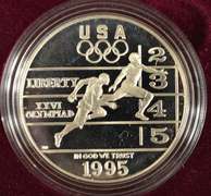 1996 Proof Smithsonian Institution 150th Anniversary Commemorative Silver Dollar.