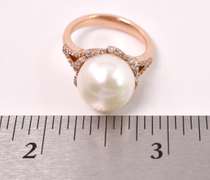 Lovely Pearl and Diamond Ring in 14K Rose Gold